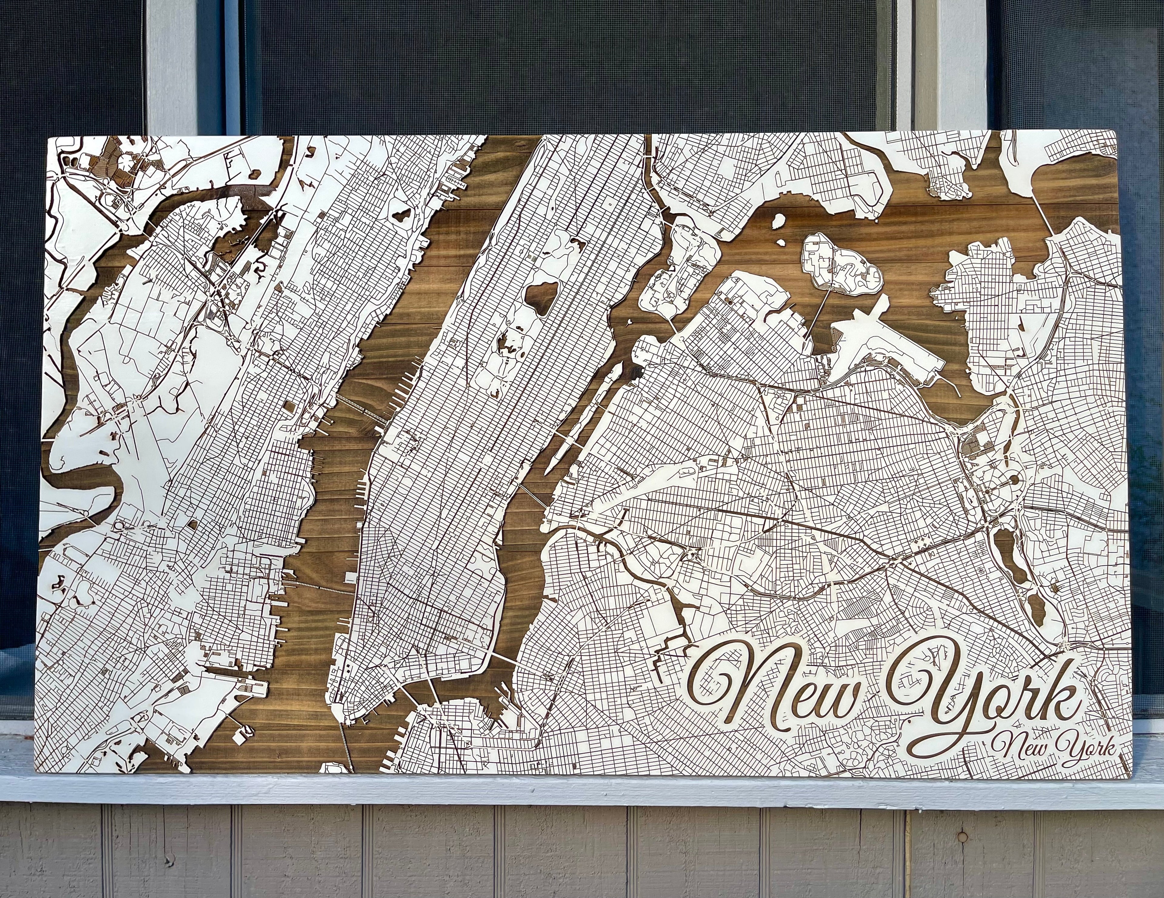 City Street Maps on Wood