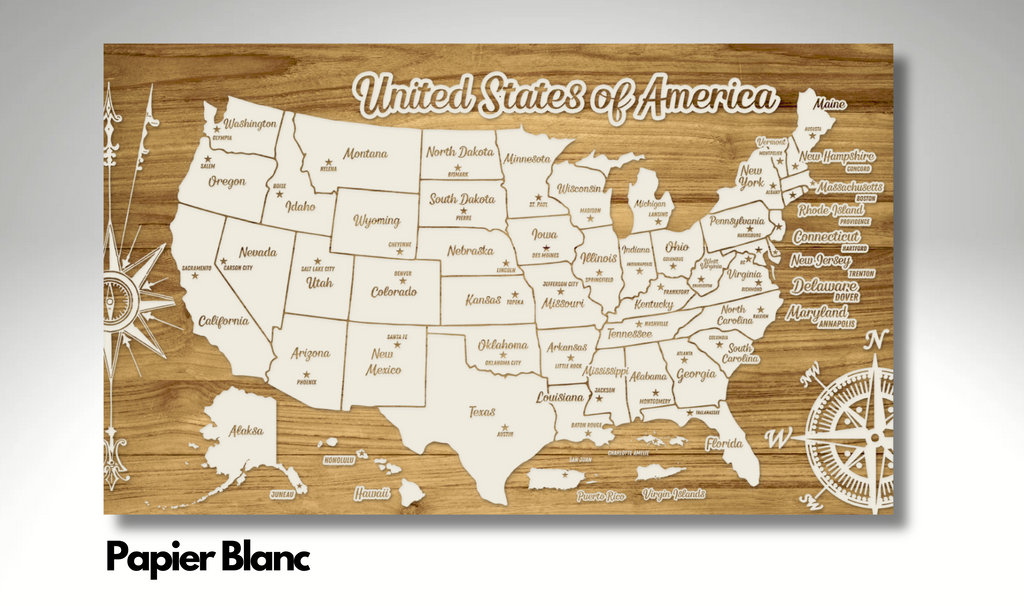 United States of America - Pushpin Map on Wood