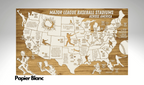 Major League Baseball Stadiums Across America | Pushpin Map on Wood