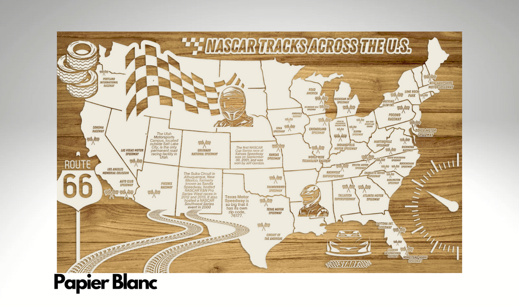 NASCAR Speedways Across the U.S. | Pushpin Map on Wood