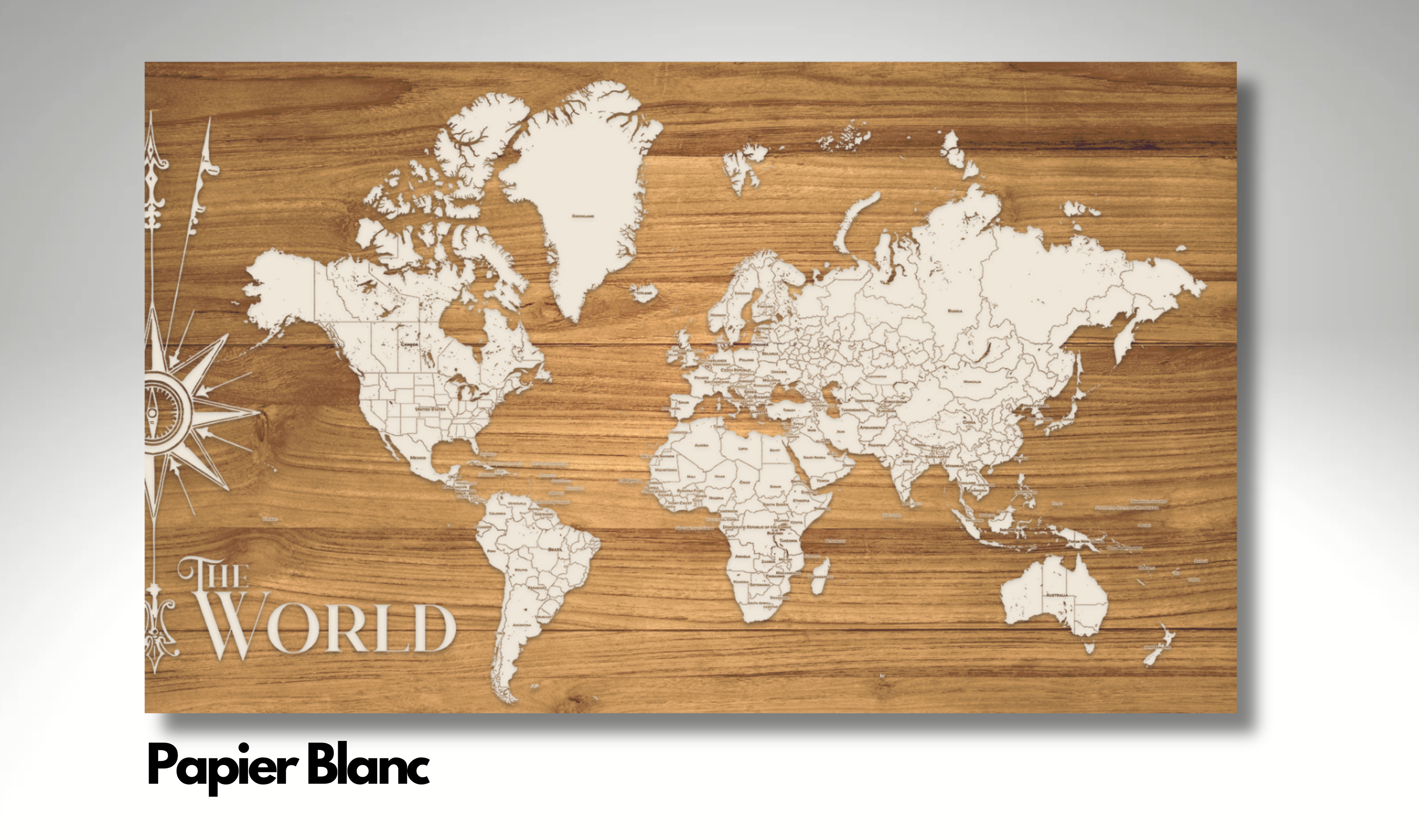 The World | Pushpin Map on Wood