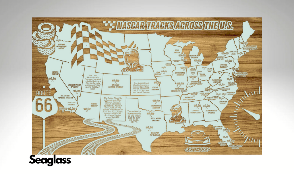 NASCAR Speedways Across the U.S. | Pushpin Map on Wood