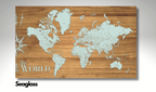 The World | Pushpin Map on Wood