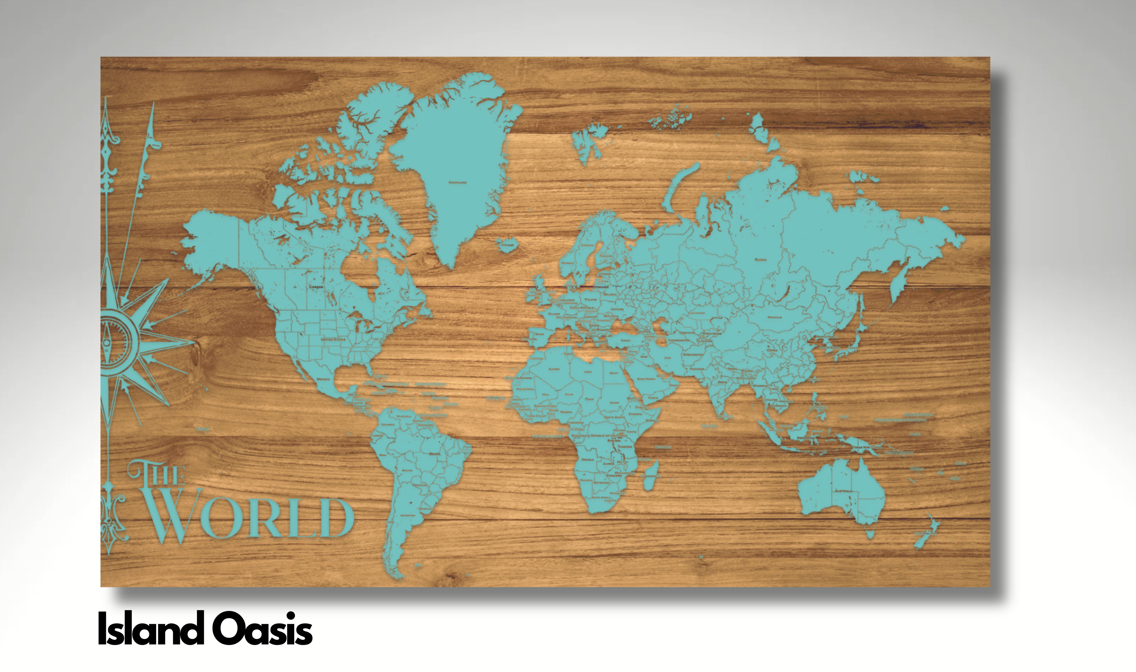 The World | Pushpin Map on Wood