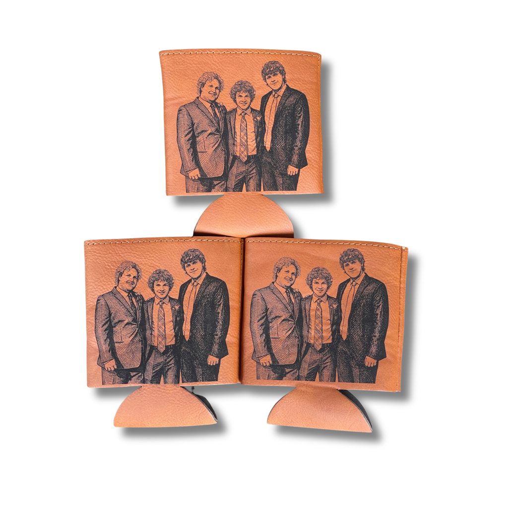 Custom | Laser Cut Leather Photo Can Holder Koozie 12oz