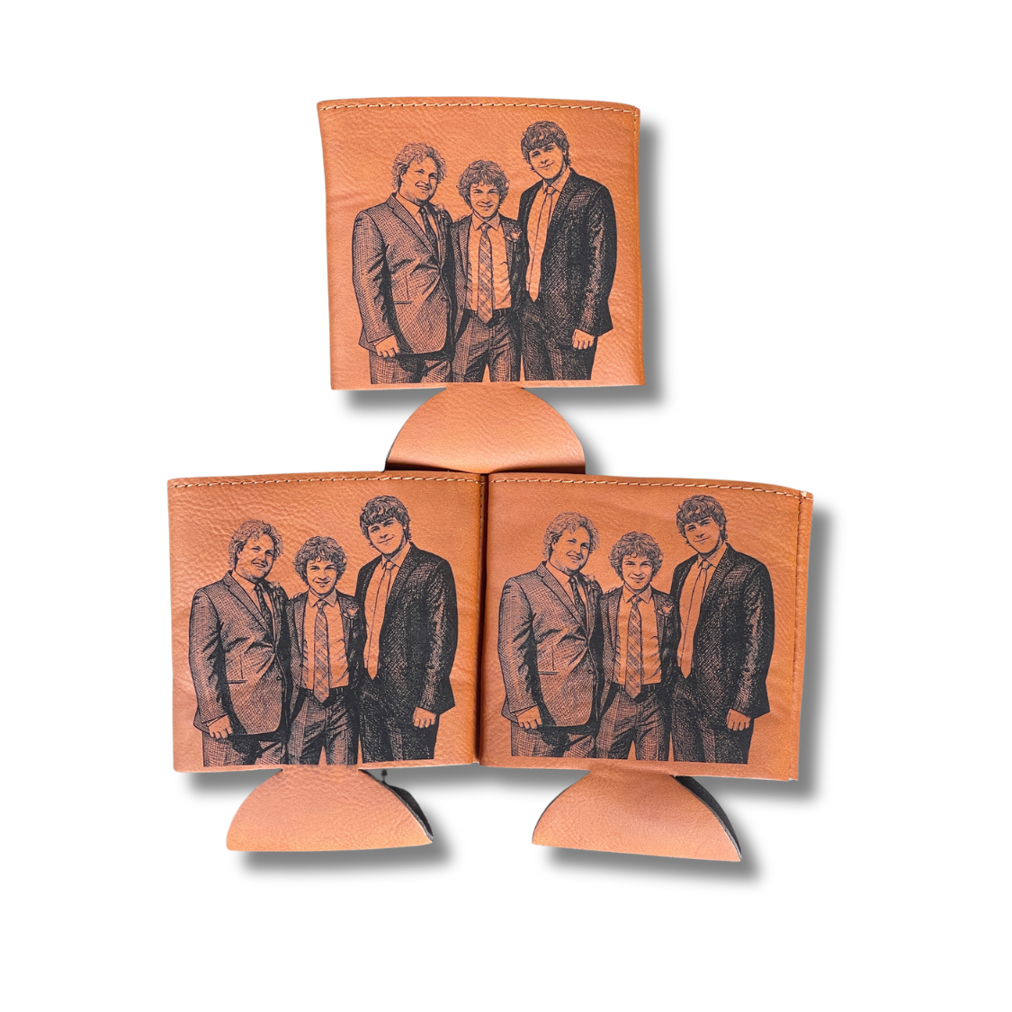 Custom | Laser Cut Leather Photo Can Holder Koozie 12oz