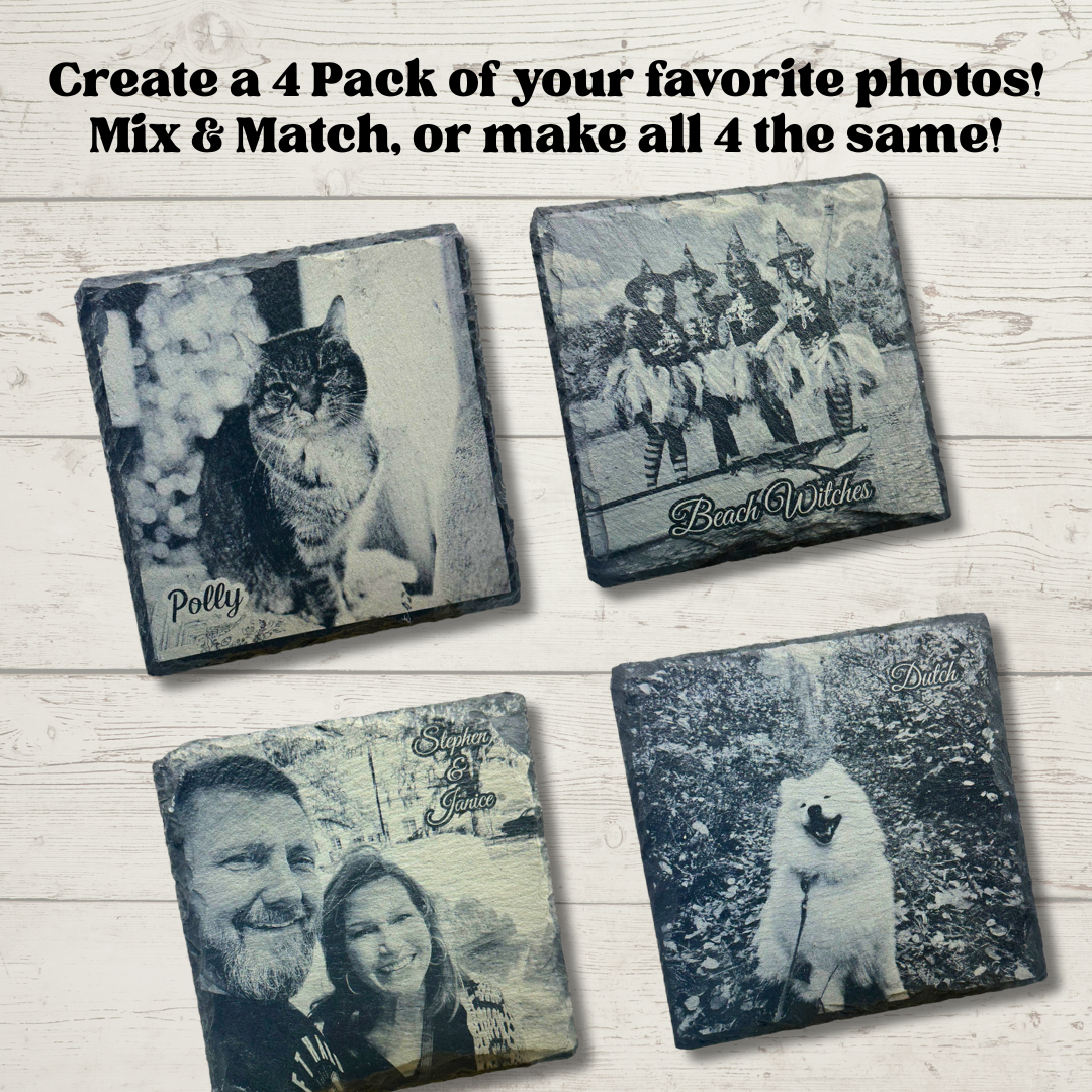 Custom | Photo Coasters on Slate