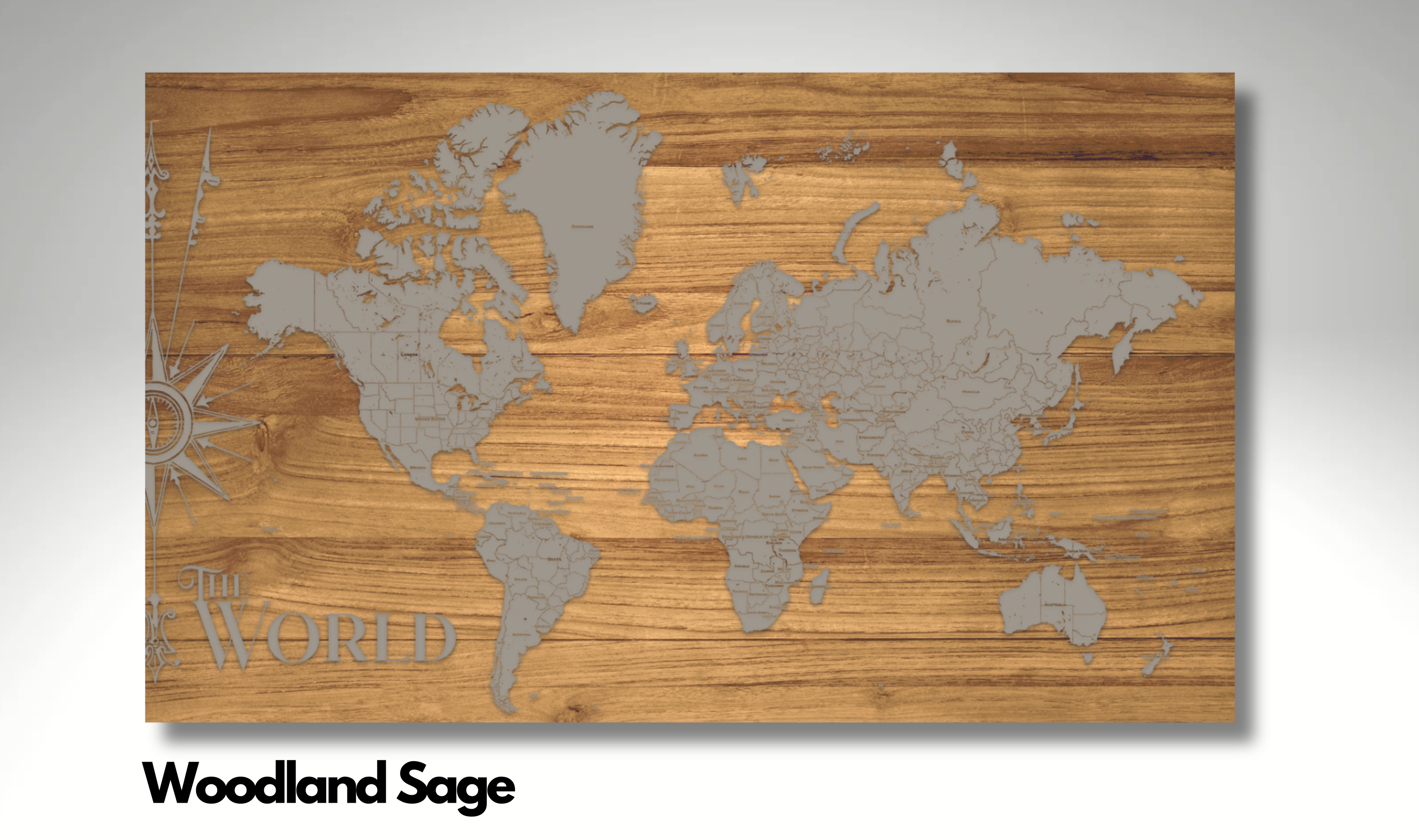 The World | Pushpin Map on Wood