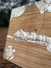 Custom Coastline Map on Wood