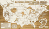National Hockey Arenas Across North America | Pushpin Map on Wood