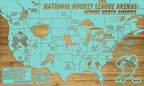 National Hockey Arenas Across North America | Pushpin Map on Wood