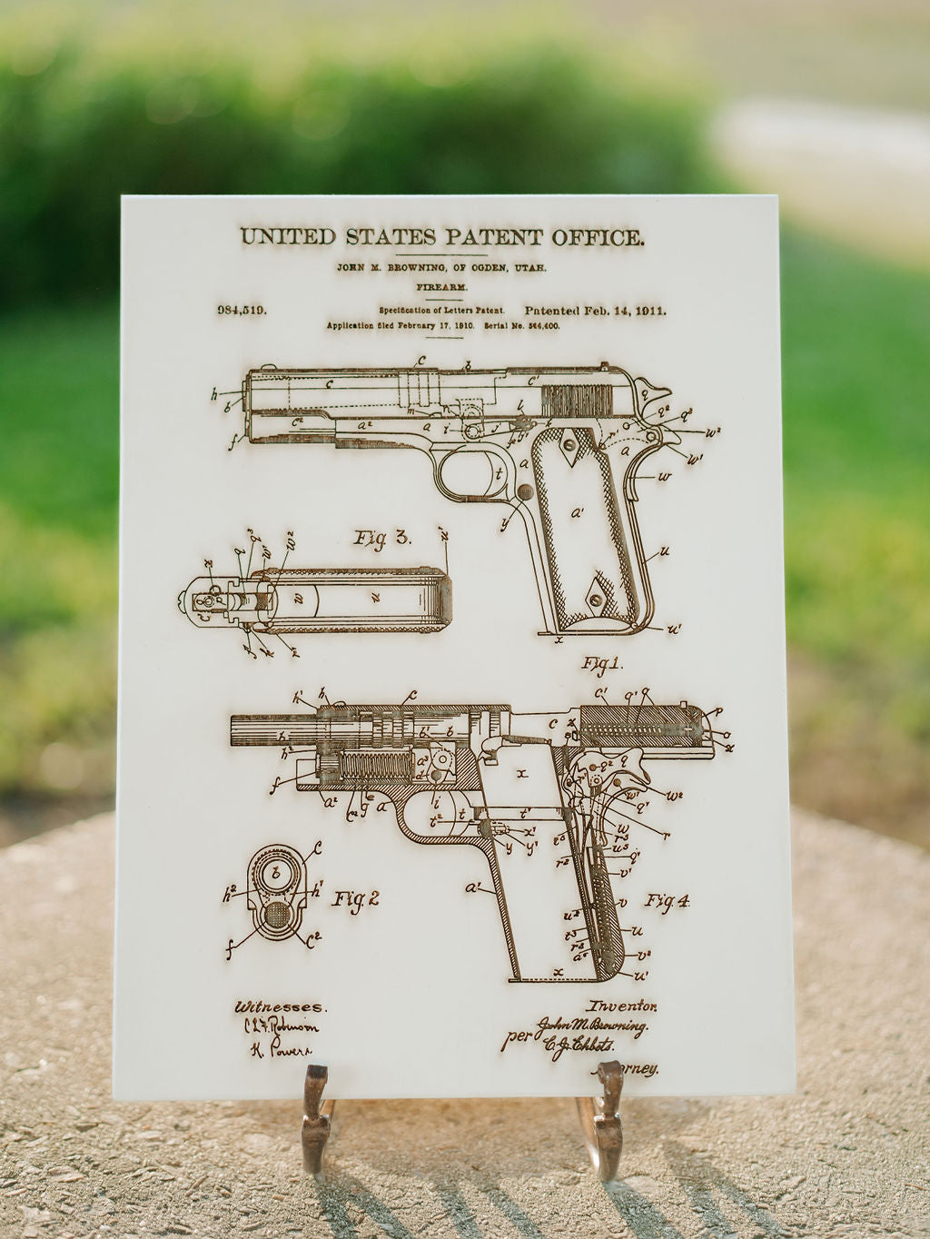 Browning 1911 - Patent on Wood
