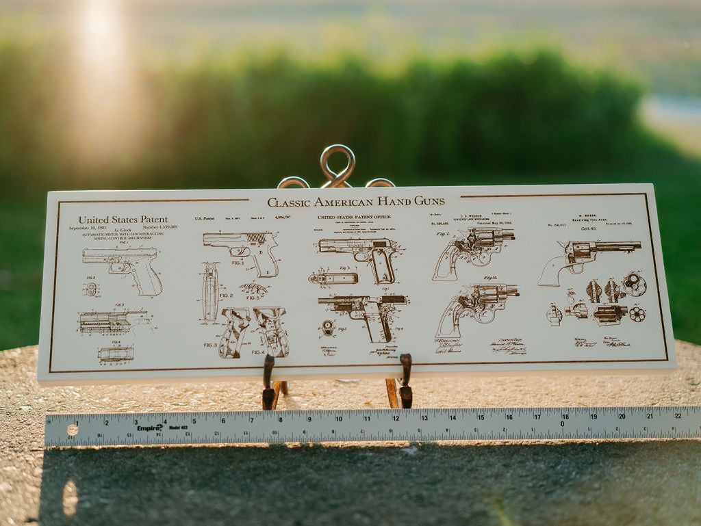 Collage - American Handgun Patents on Wood