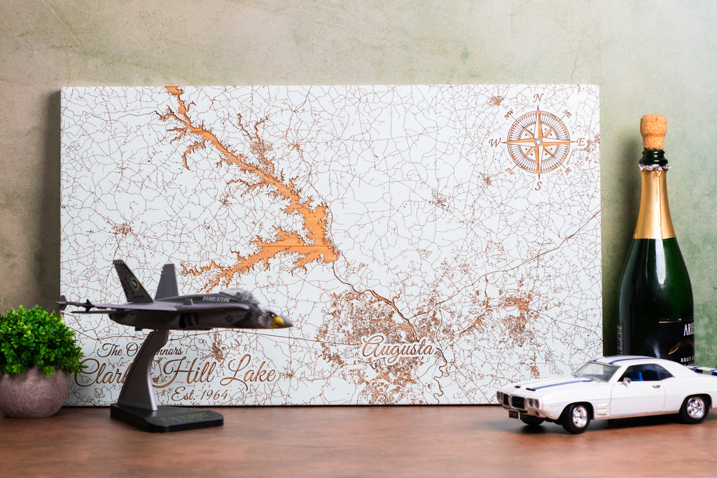 Custom Map on Pine Wood