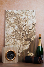 Custom Map on Pine Wood