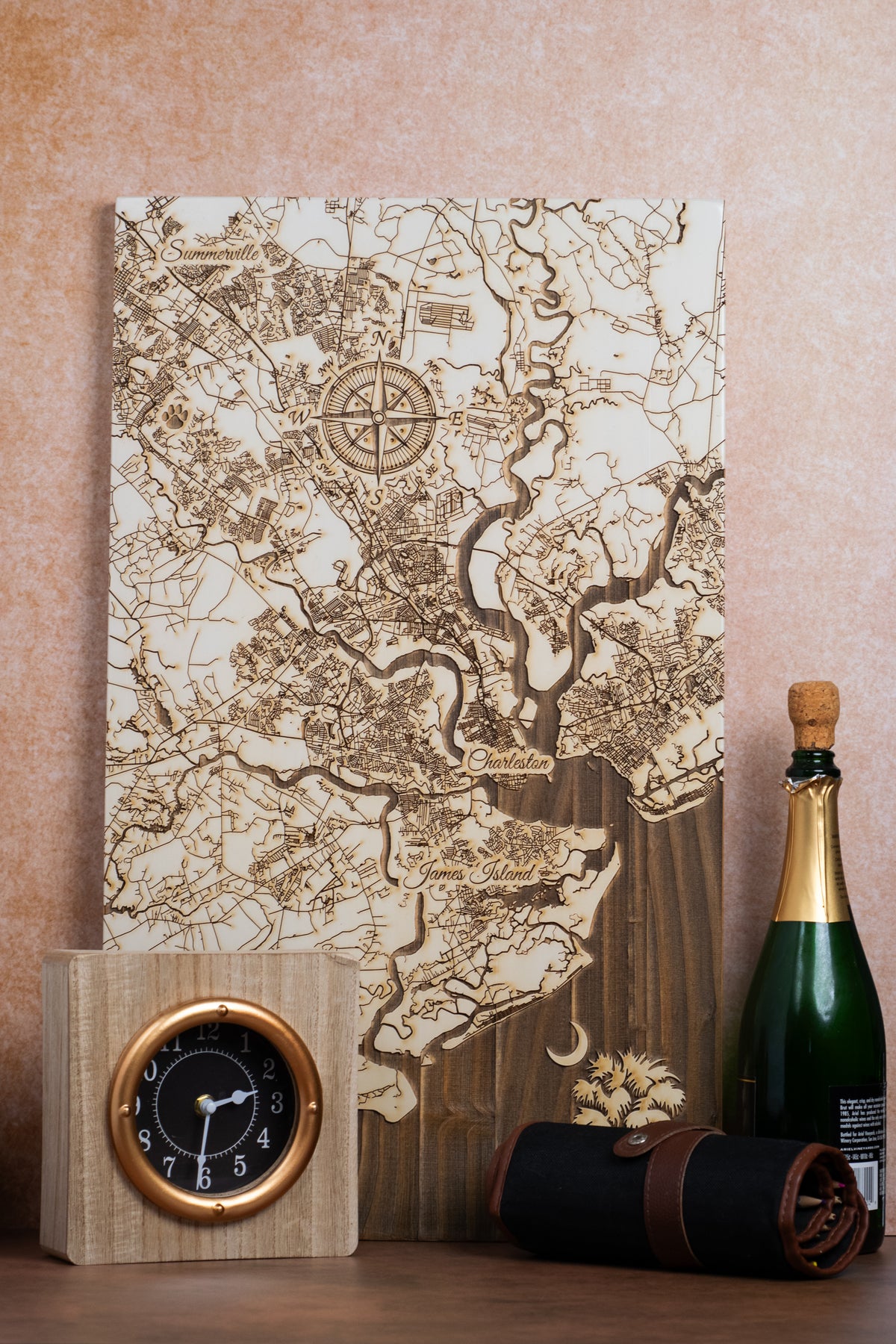 Custom Map on Pine Wood