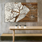 Hilton Head Island, SC Wood Map - 3/4" Solid Pine Laser Cut Wall Art