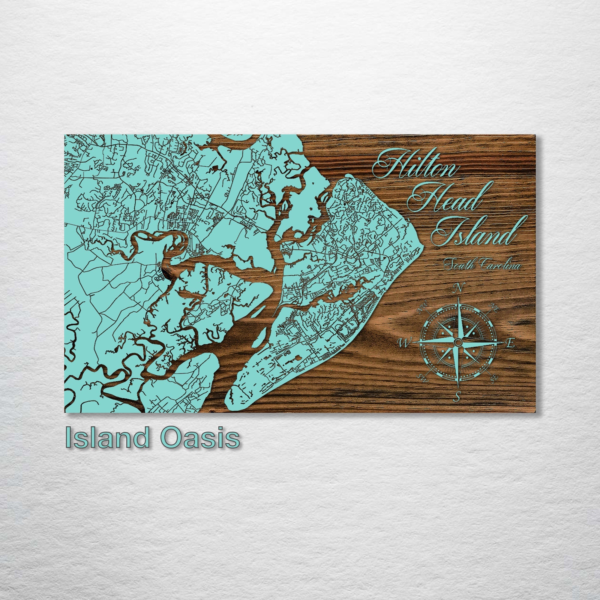 Hilton Head Island, SC Wood Map - 3/4" Solid Pine Laser Cut Wall Art