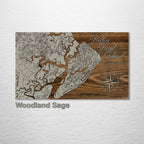 Hilton Head Island, SC Wood Map - 3/4" Solid Pine Laser Cut Wall Art