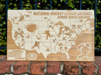 National Hockey Arenas Across North America | Pushpin Map on Wood