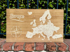 Europe | Pushpin Map on Wood