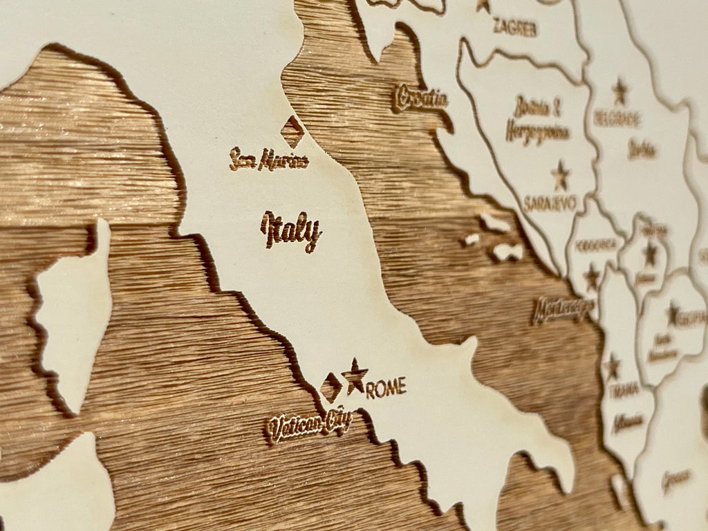 Europe | Pushpin Map on Wood