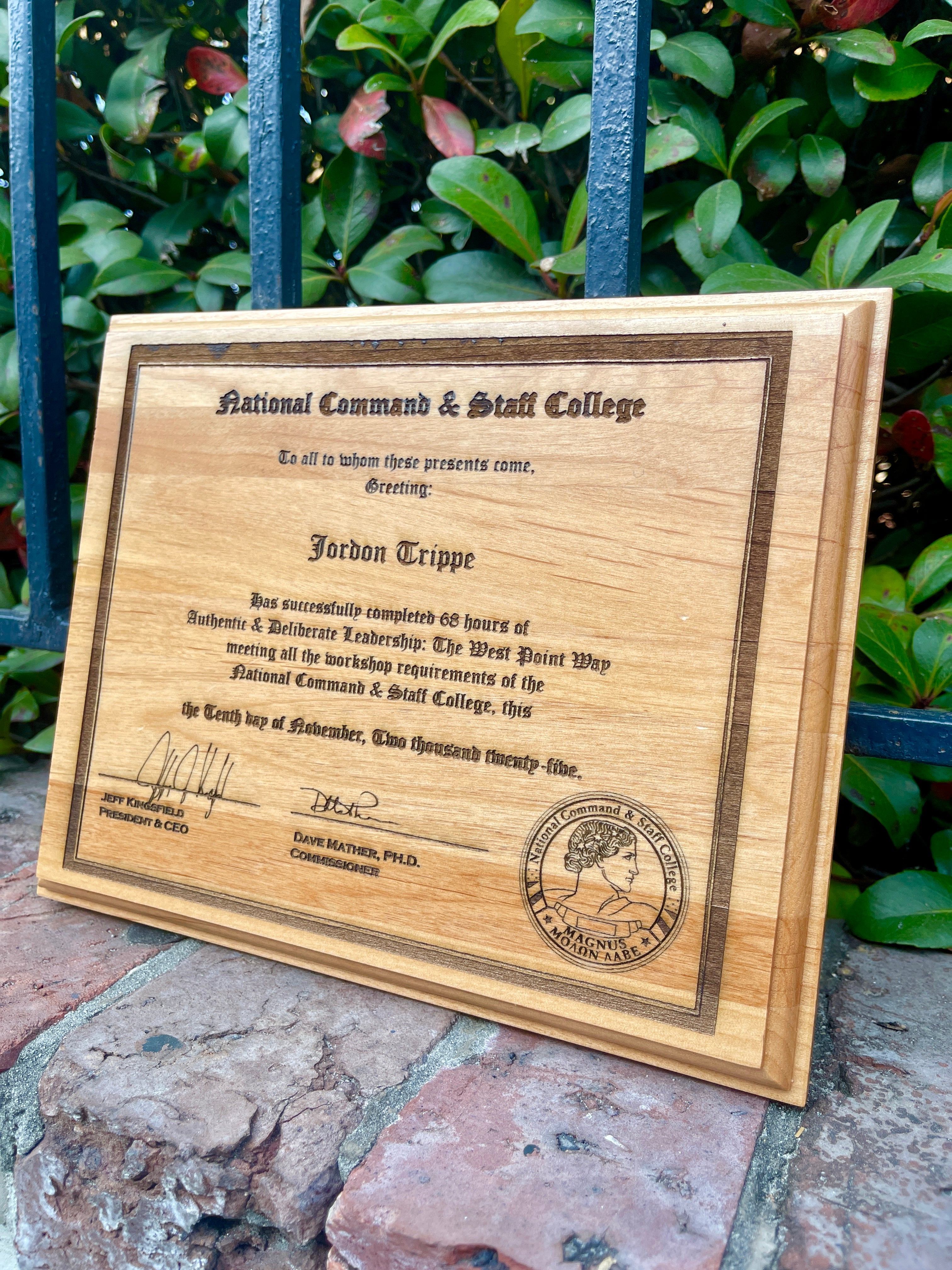 Diplomas & Awards | Alder Wood Plaques