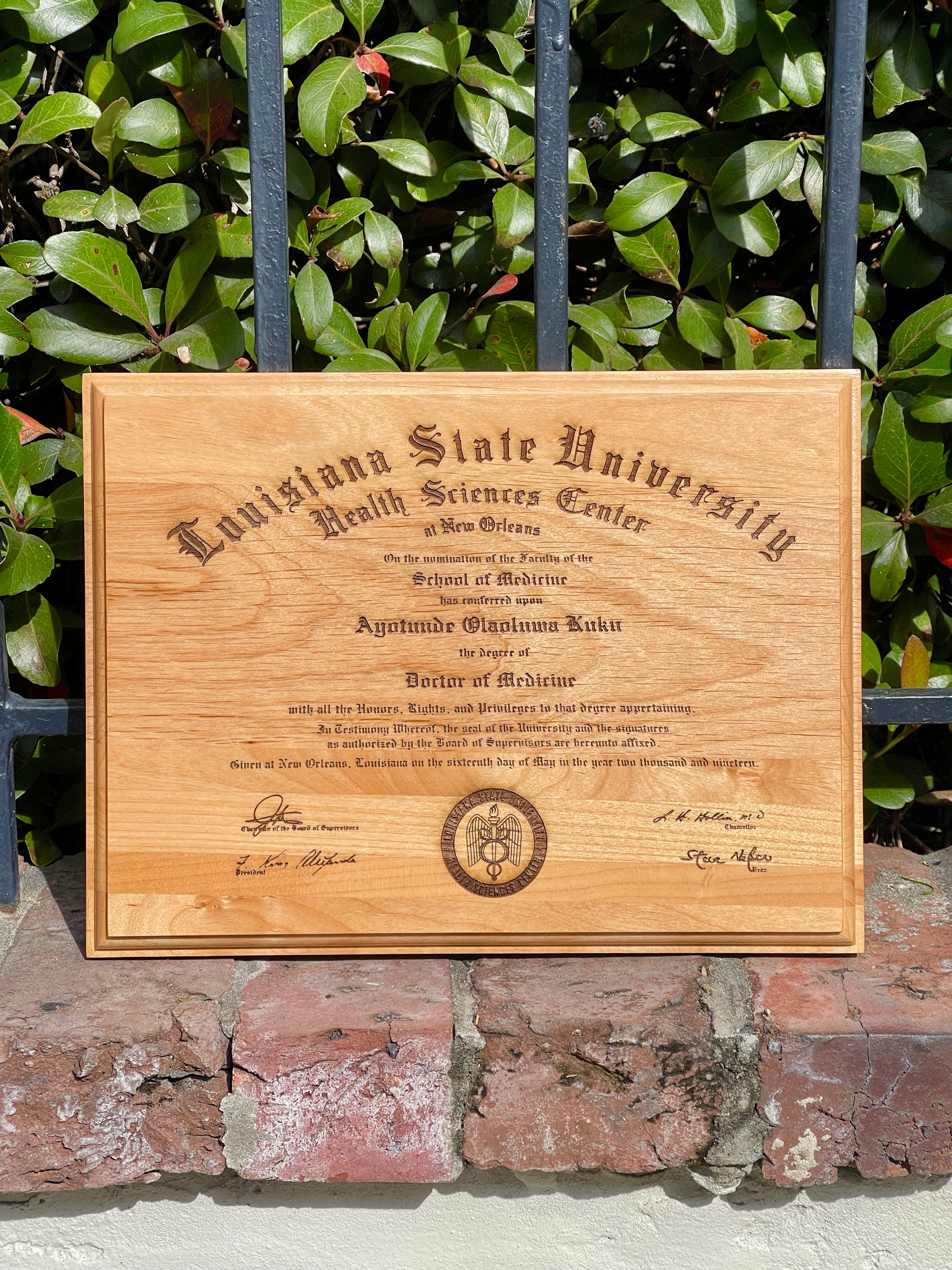 Diplomas & Awards | Alder Wood Plaques