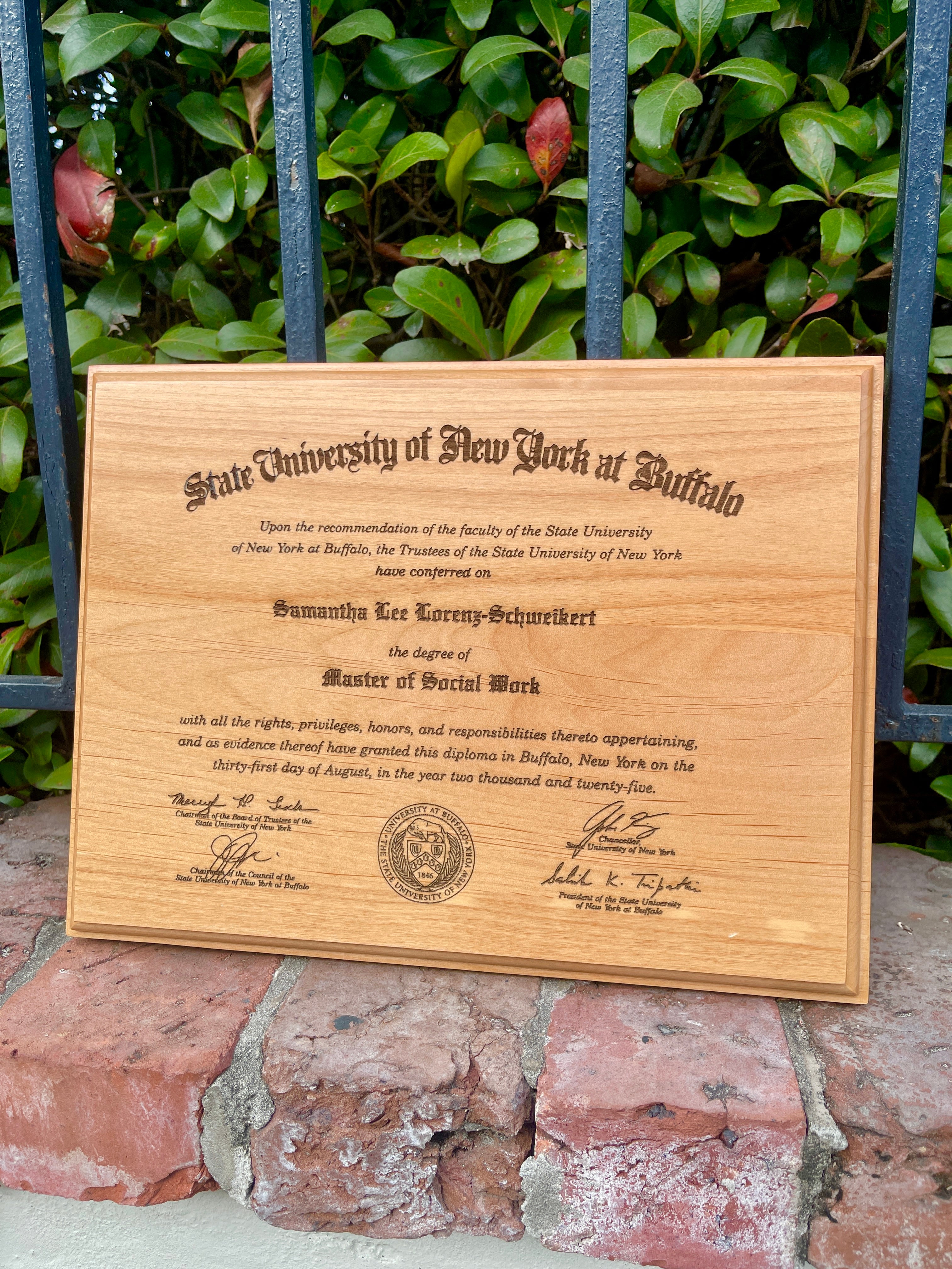 Diplomas & Awards | Alder Wood Plaques