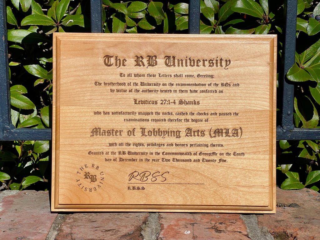 Diplomas & Awards | Alder Wood Plaques