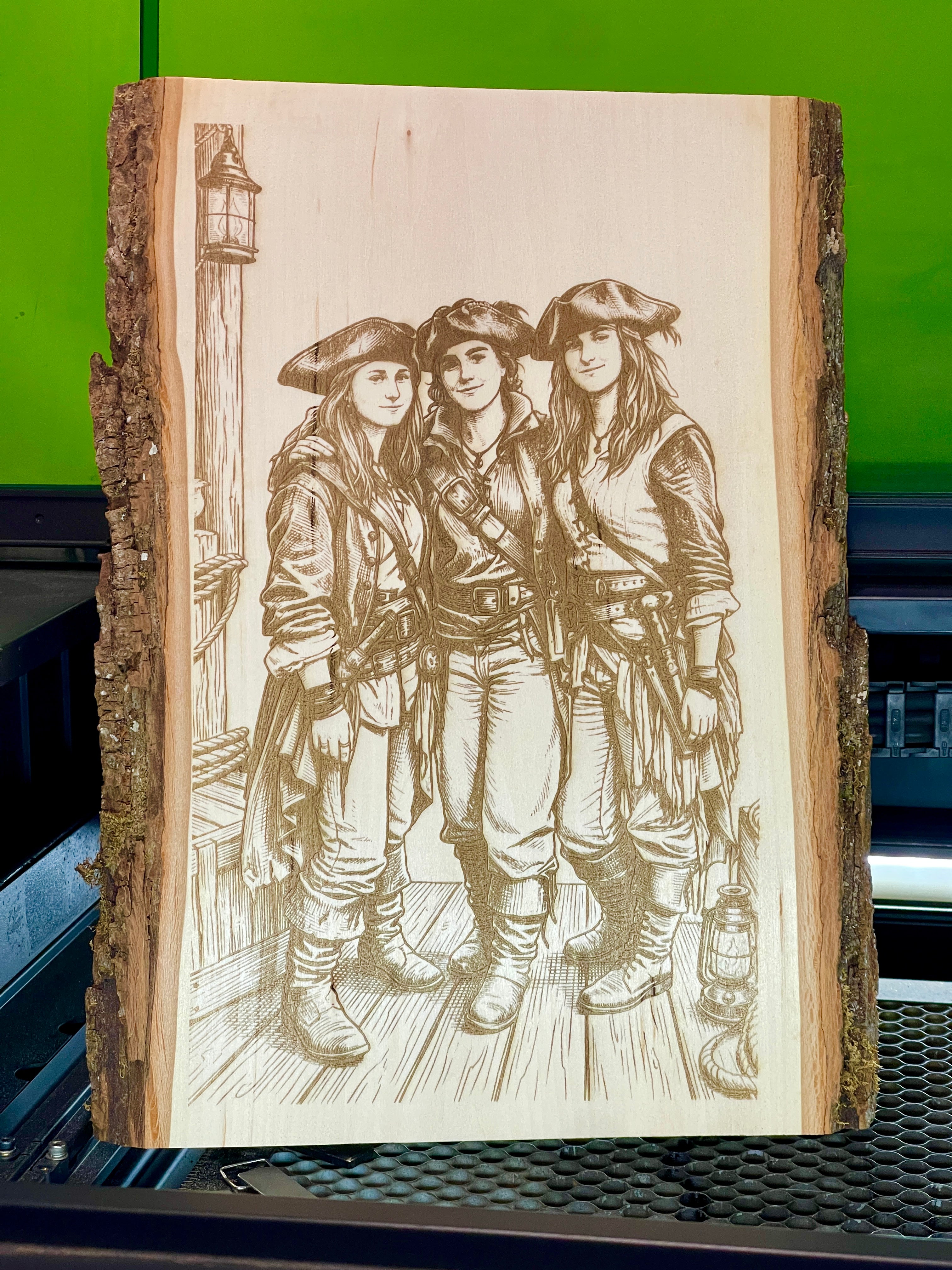 Live Edge Portrait | Engraved Photo on Wood w/ Hanger