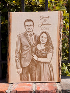 Live Edge Portrait | Engraved Photo on Wood w/ Hanger
