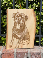 Live Edge Portrait | Engraved Photo on Wood w/ Hanger