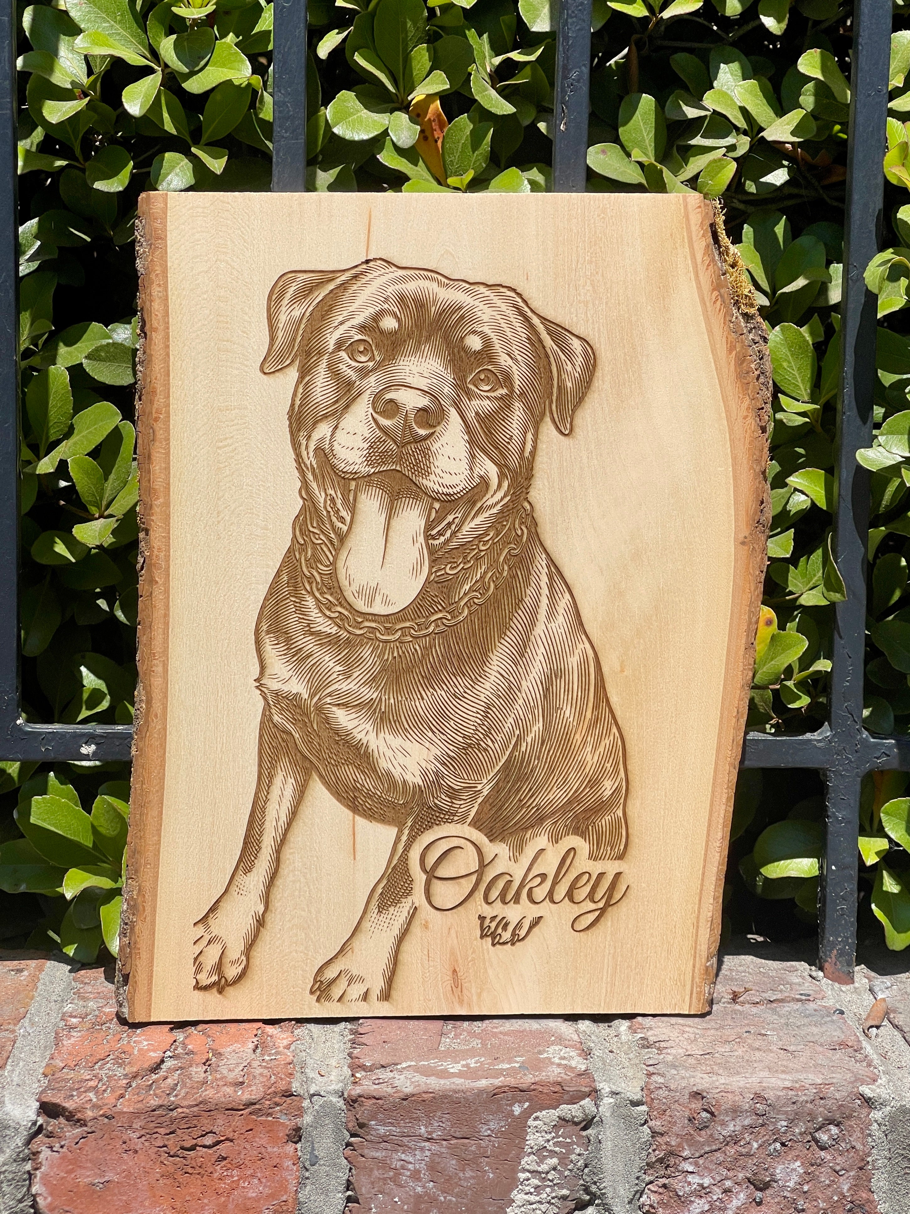 Live Edge Portrait | Engraved Photo on Wood w/ Hanger