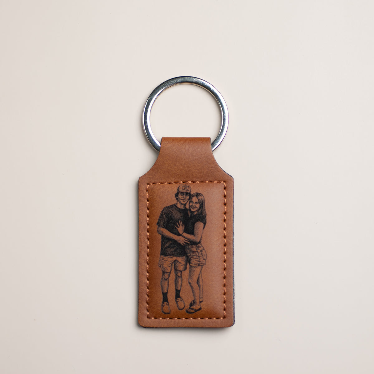 Custom | Laser-Cut Photo Keychain on Leather
