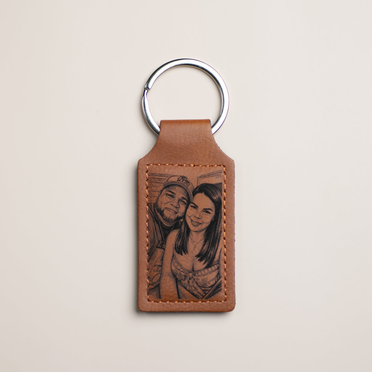 Custom | Laser-Cut Photo Keychain on Leather