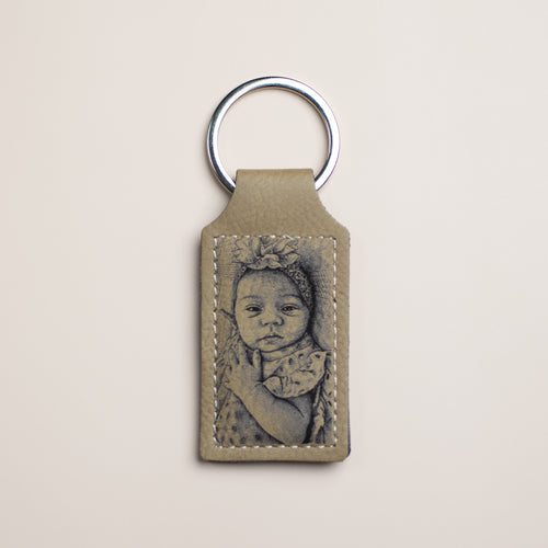 Custom | Laser-Cut Photo Keychain on Leather