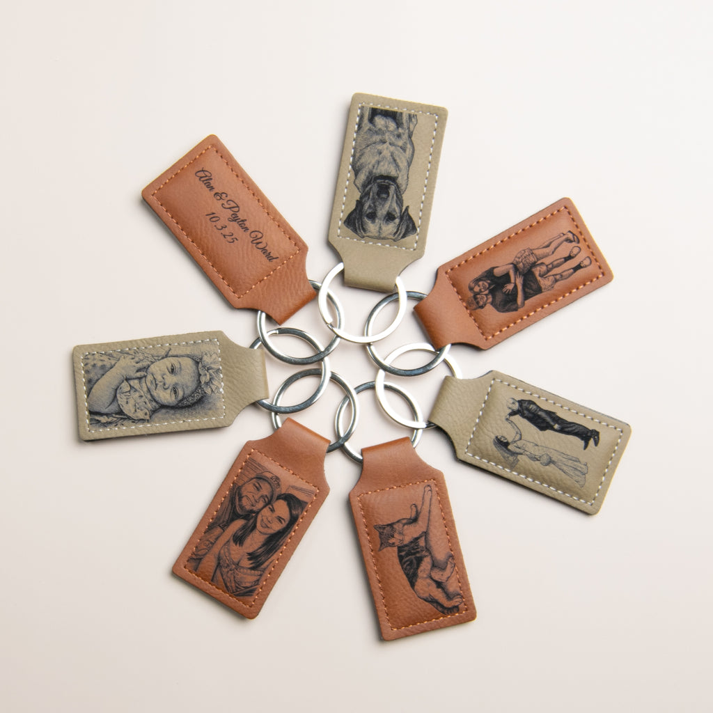 Custom | Laser-Cut Photo Keychain on Leather