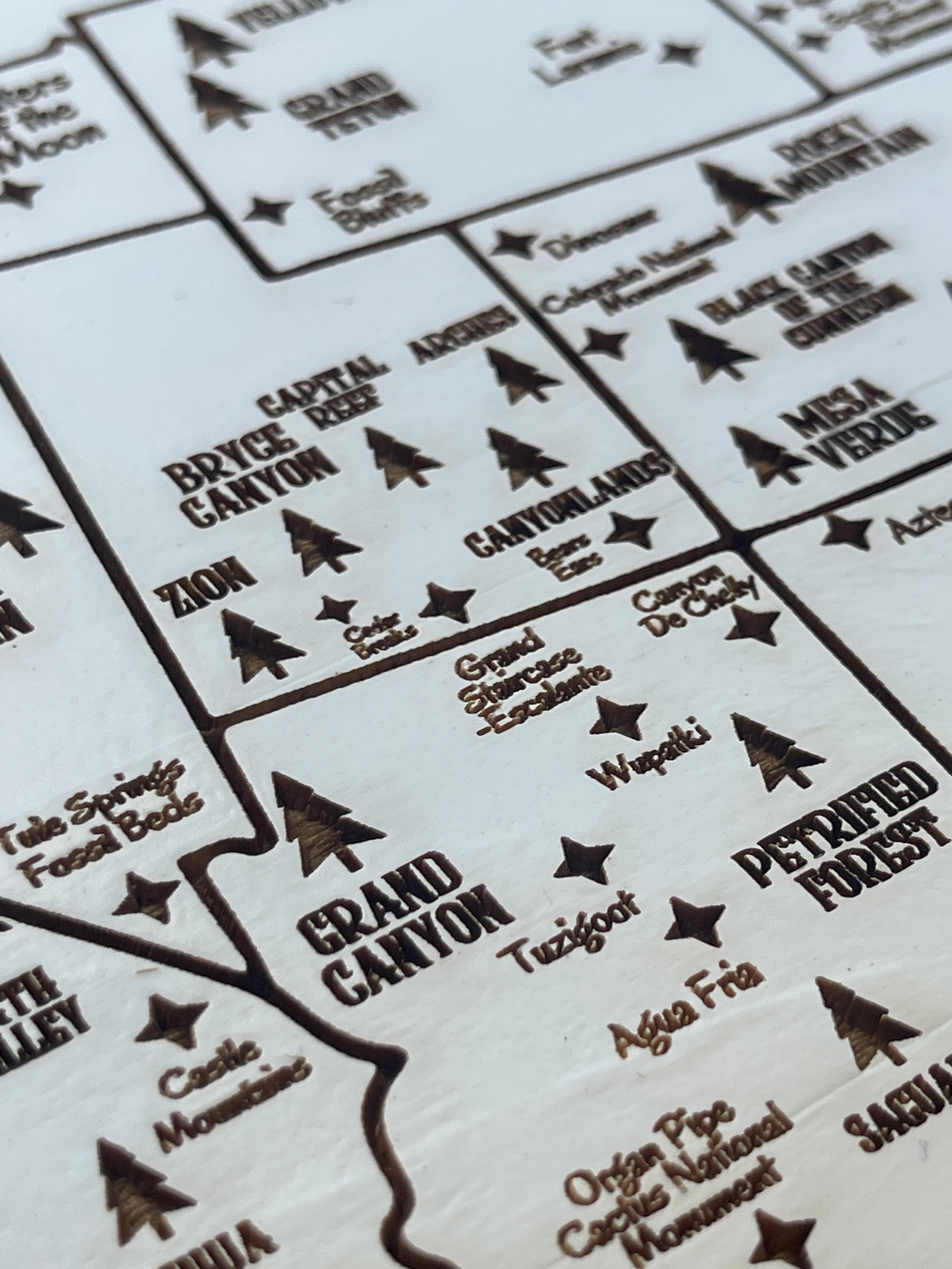 U.S. National Parks, Monuments & More | Pushpin Map on Wood