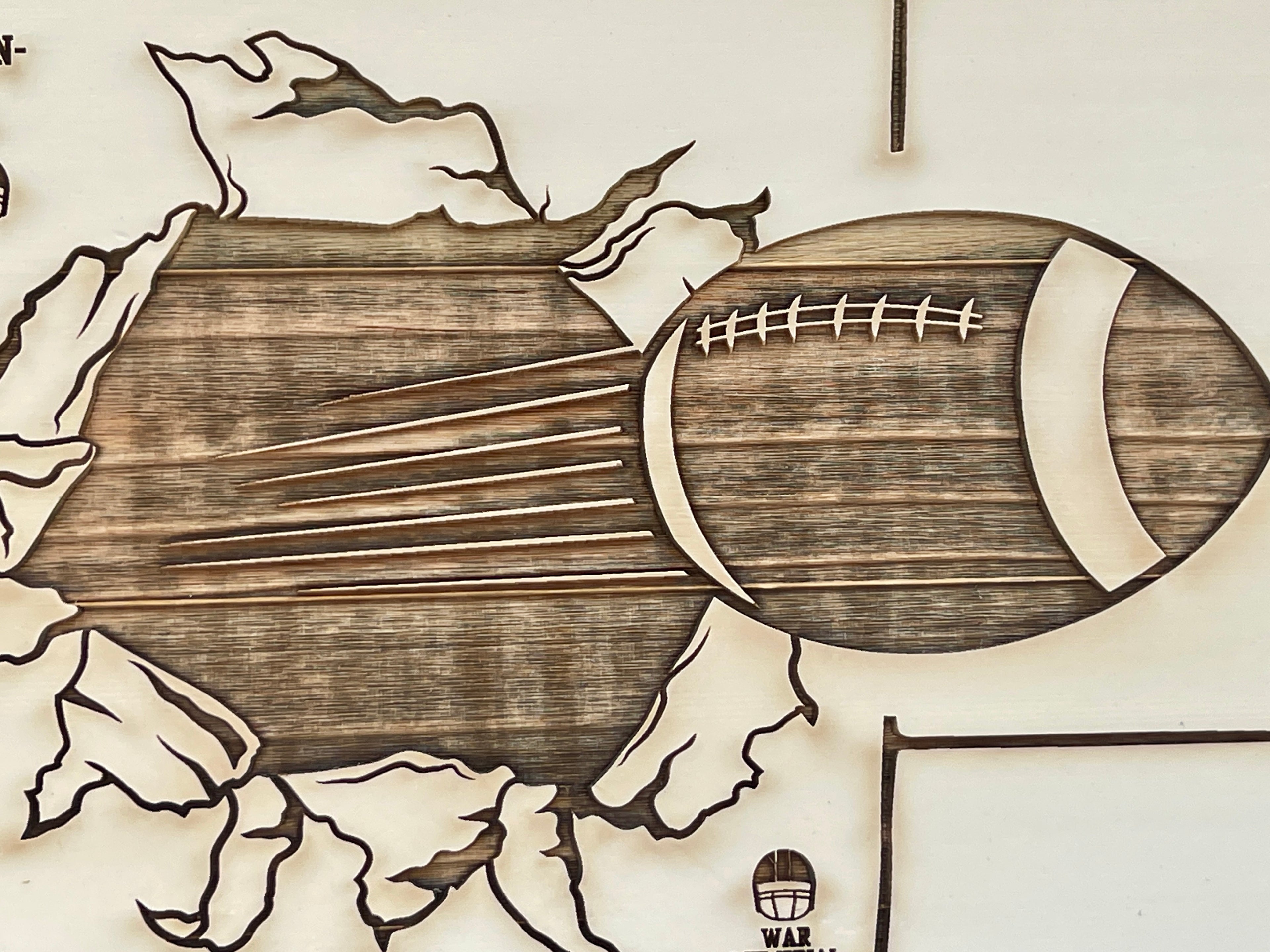 Football Stadiums Across America  | Pushpin Map on Wood