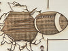 Football Stadiums Across America  | Pushpin Map on Wood