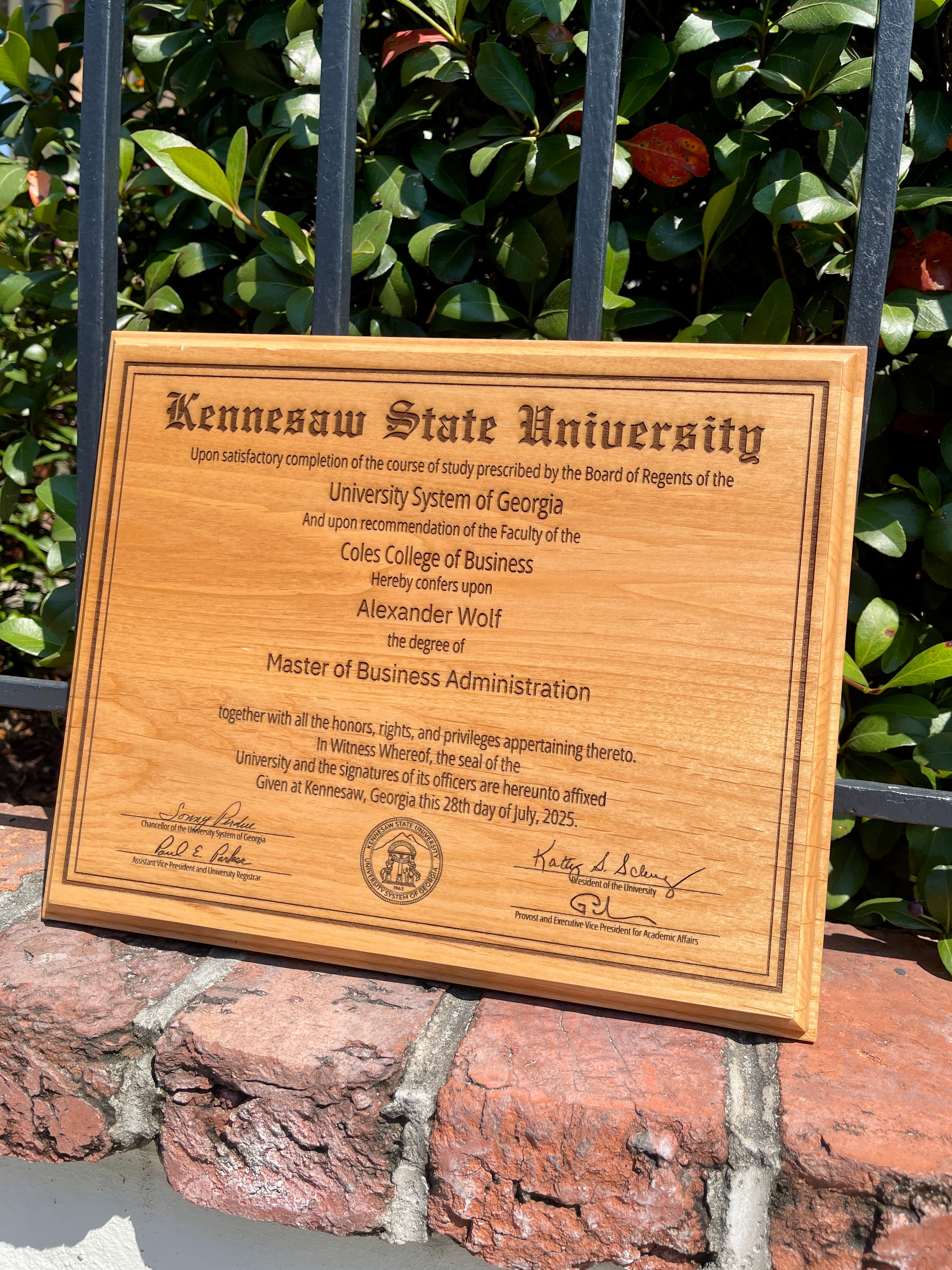 Diplomas & Awards | Alder Wood Plaques