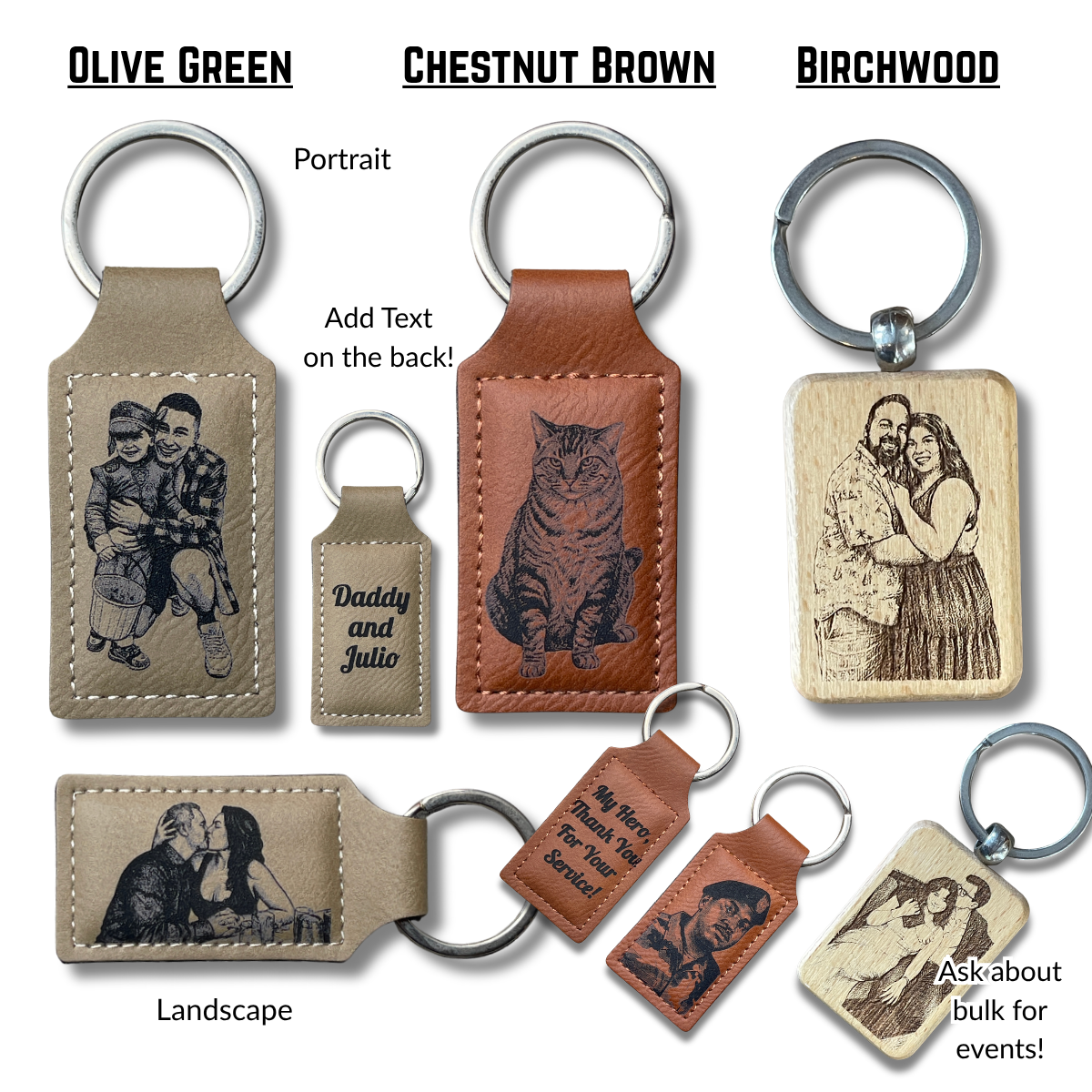Custom | Laser-Cut Photo Keychain on Leather