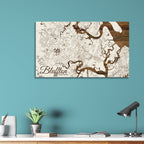 Bluffton, SC Wood Map - 3/4" Solid Pine Laser Cut Wall Art