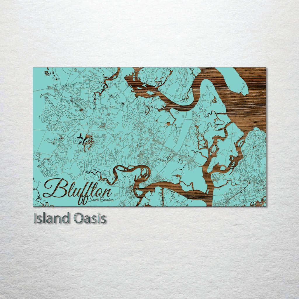 Bluffton, SC Wood Map - 3/4" Solid Pine Laser Cut Wall Art