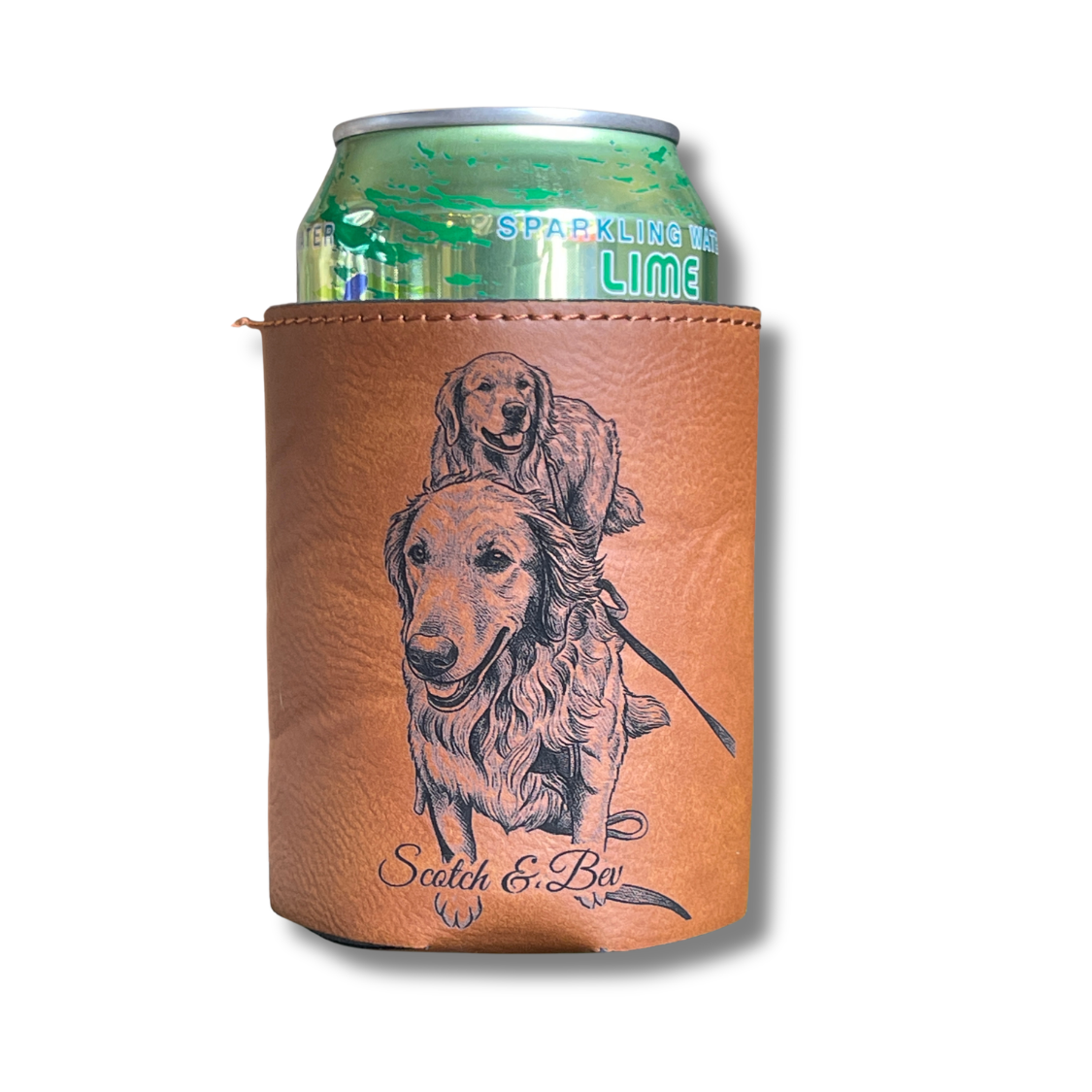 Custom | Laser Cut Leather Photo Can Holder Koozie 12oz