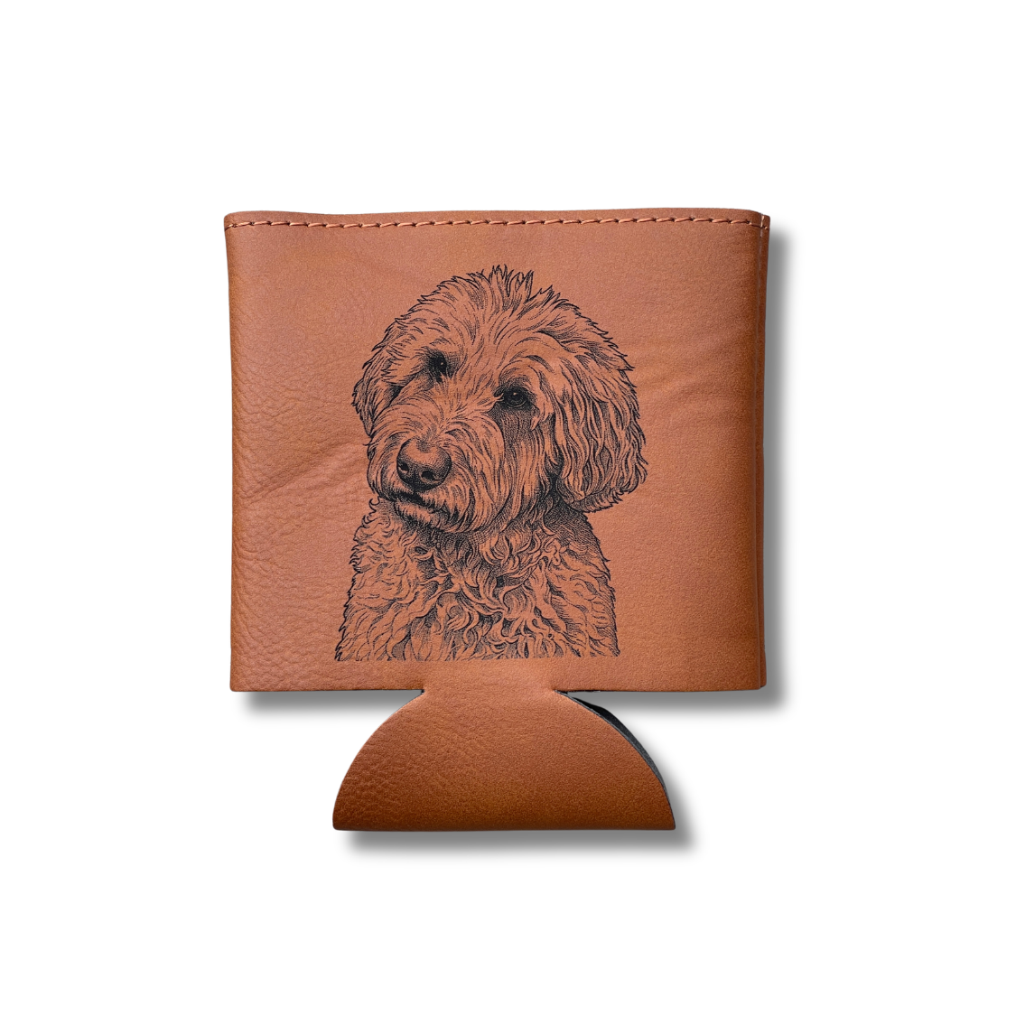 Custom | Laser Cut Leather Photo Can Holder Koozie 12oz