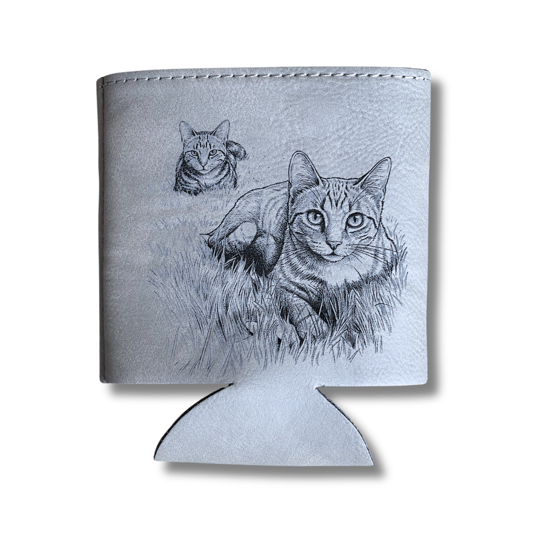 Custom | Laser Cut Leather Photo Can Holder Koozie 12oz