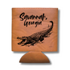 Savannah, GA Alligator | Etched Leather 12oz Can Koozie