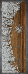 Custom Coastline Map on Wood